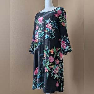 George Black Floral Tunic Dress Viscose 3/4